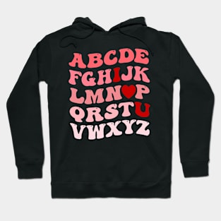 Funny Valentines Day Alphabet ABC I Love U Heart Teacher Hoodie